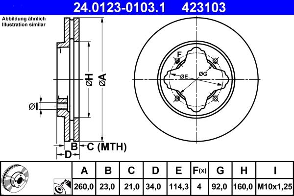 Disque de frein ATE 24.0123-0103.1