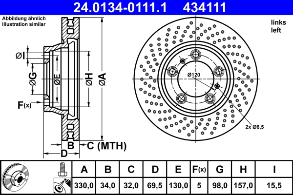 Disque de frein ATE 24.0134-0111.1
