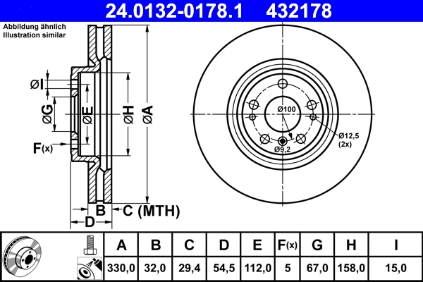 Disque de frein ATE 24.0132-0178.1