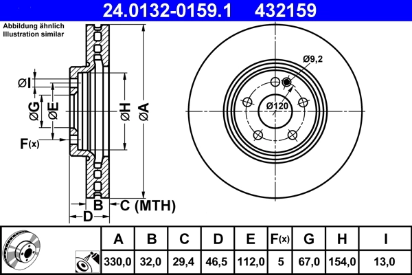 Disque de frein ATE 24.0132-0159.1