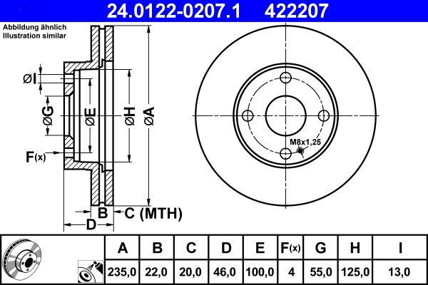 Disque de frein ATE 24.0122-0207.1