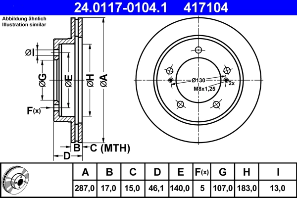 Disque de frein ATE 24.0117-0104.1