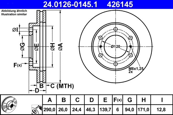 Disque de frein ATE 24.0126-0145.1