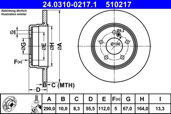 Disque de frein ATE 24.0310-0217.1
