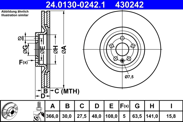 Disque de frein ATE 24.0130-0242.1