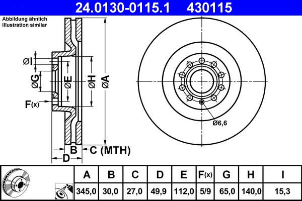 Disque de frein ATE 24.0130-0115.1