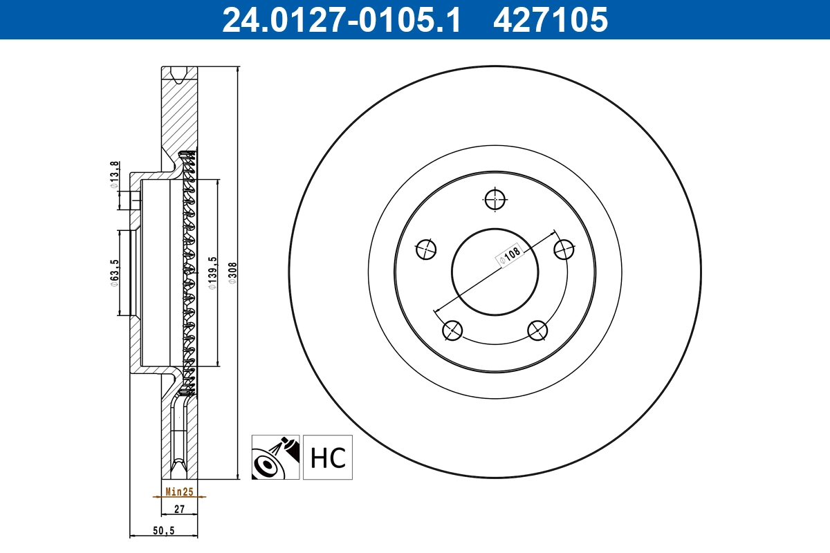 Disque de frein ATE 24.0127-0105.1