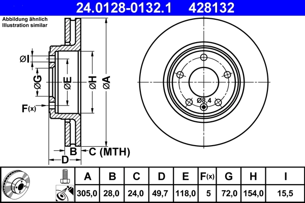 Disque de frein ATE 24.0128-0132.1