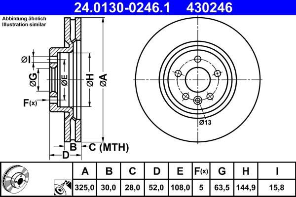 Disque de frein ATE 24.0130-0246.1