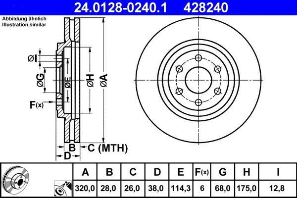 Disque de frein ATE 24.0128-0240.1