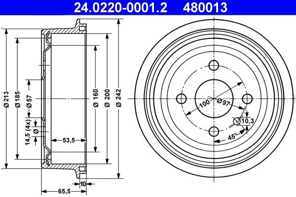 Tambour de frein ATE 24.0220-0001.2