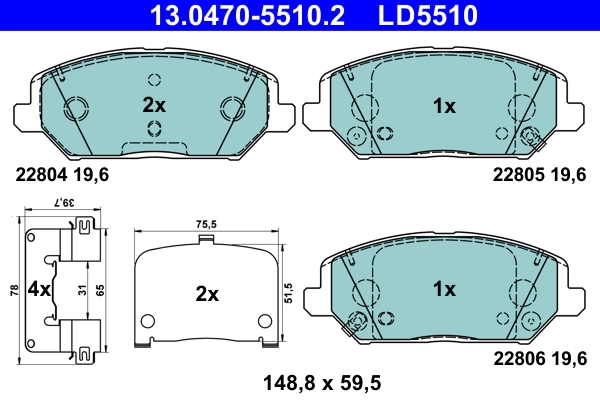 Kit de plaquettes de frein, frein a disque