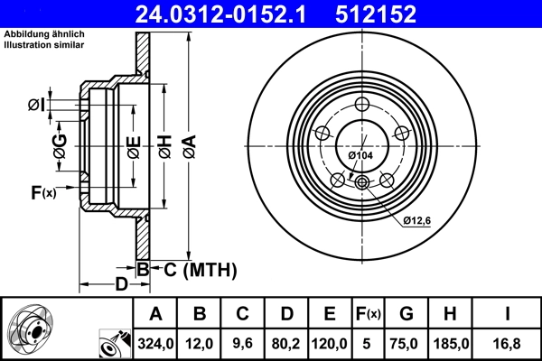 Disque de frein ATE 24.0312-0152.1