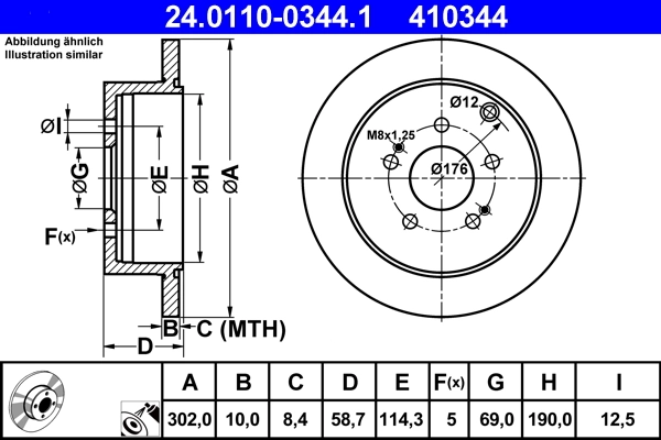 Disque de frein ATE 24.0110-0344.1