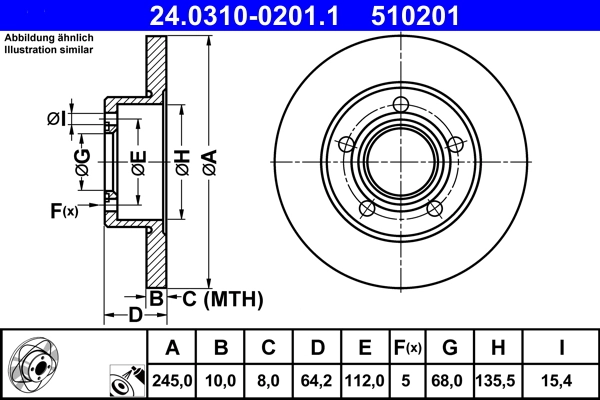 Disque de frein ATE 24.0310-0201.1