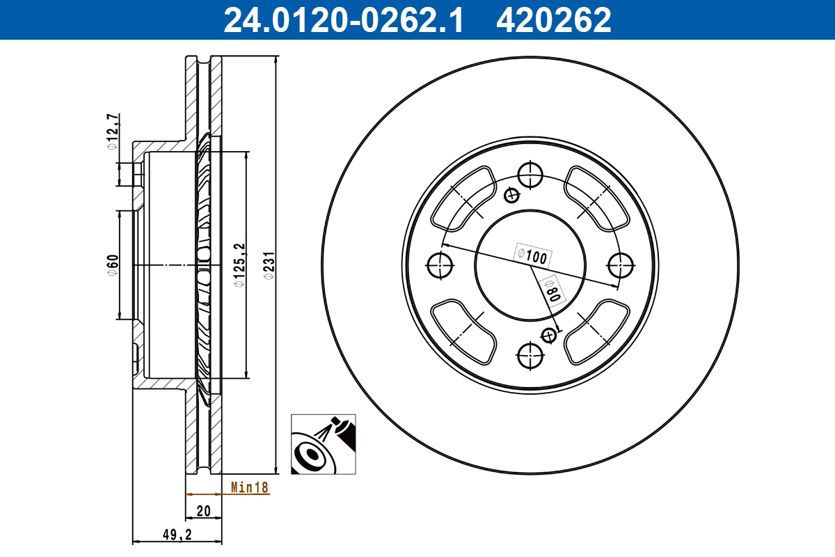 Disque de frein ATE 24.0120-0262.1