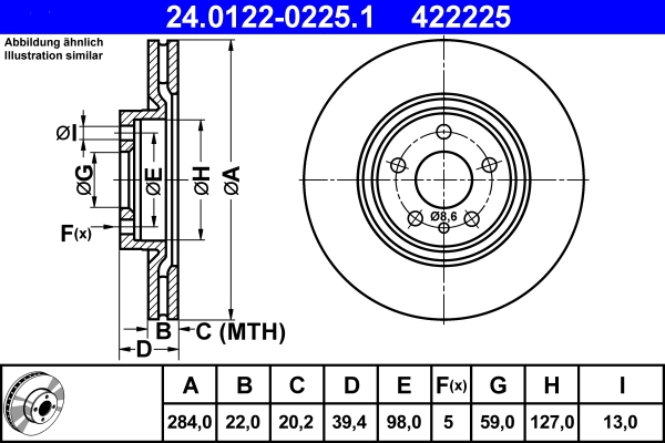 Disque de frein ATE 24.0122-0225.1