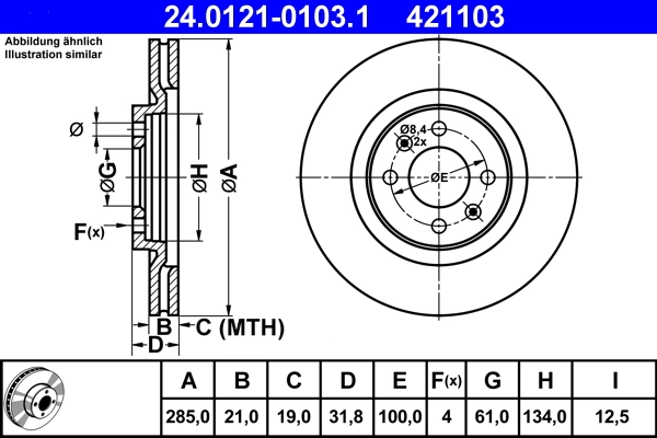 Disque de frein ATE 24.0121-0103.1