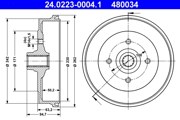 Tambour de frein ATE 24.0223-0004.1