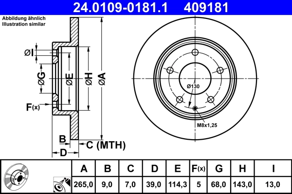 Disque de frein ATE 24.0109-0181.1