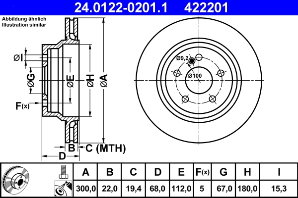 Disque de frein ATE 24.0122-0201.1
