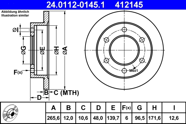 Disque de frein ATE 24.0112-0145.1