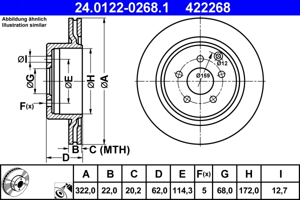 Disque de frein ATE 24.0122-0268.1