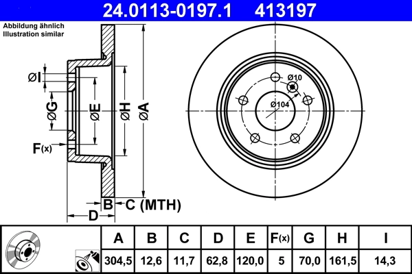 Disque de frein ATE 24.0113-0197.1