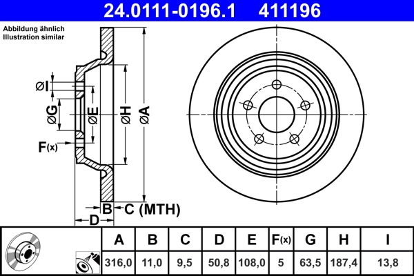 Disque de frein ATE 24.0111-0196.1