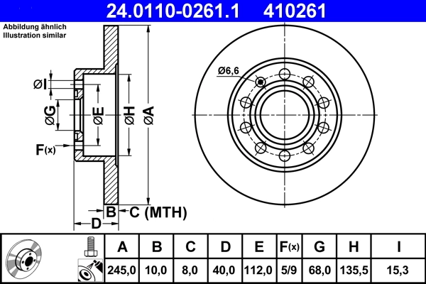 Disque de frein ATE 24.0110-0261.1
