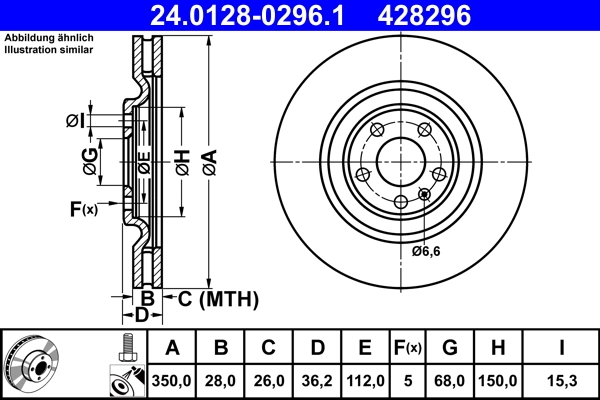 Disque de frein ATE 24.0128-0296.1