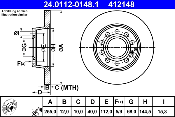 Disque de frein ATE 24.0112-0148.1