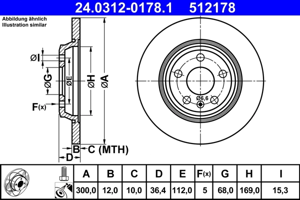 Disque de frein ATE 24.0312-0178.1