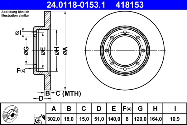Disque de frein ATE 24.0118-0153.1