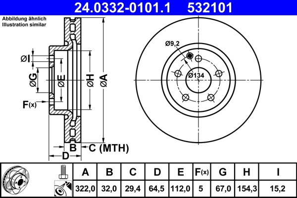 Disque de frein ATE 24.0332-0101.1