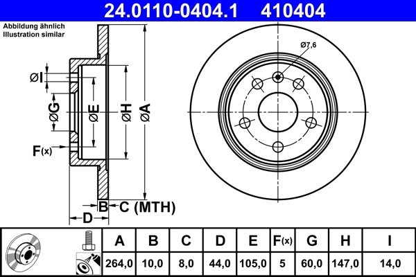Disque de frein ATE 24.0110-0404.1