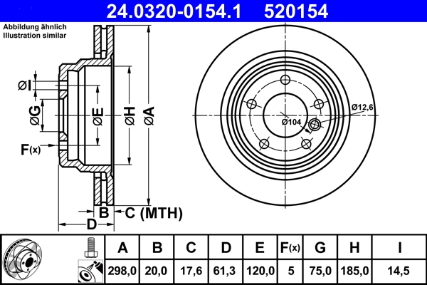 Disque de frein ATE 24.0320-0154.1