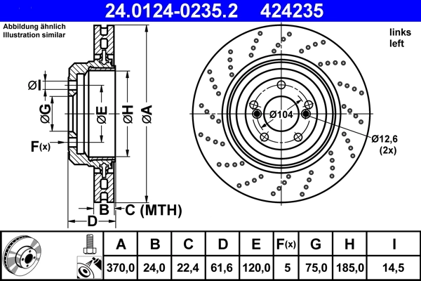 Disque de frein ATE 24.0124-0235.2