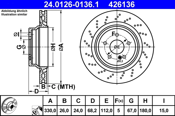 Disque de frein ATE 24.0126-0136.1