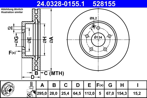 Disque de frein ATE 24.0328-0155.1