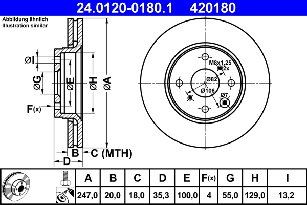 Disque de frein ATE 24.0120-0180.1