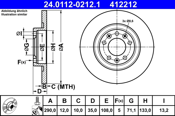 Disque de frein ATE 24.0112-0212.1