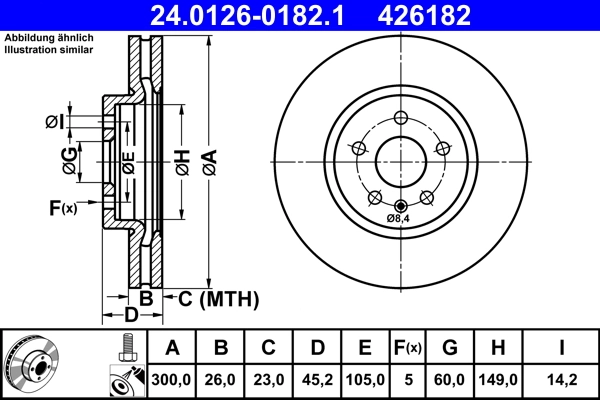 Disque de frein ATE 24.0126-0182.1