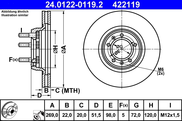 Disque de frein ATE 24.0122-0119.2