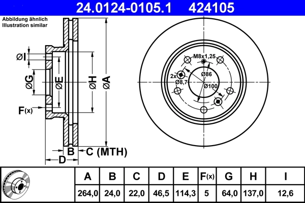 Disque de frein ATE 24.0124-0105.1
