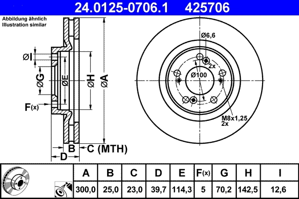 Disque de frein ATE 24.0125-0706.1