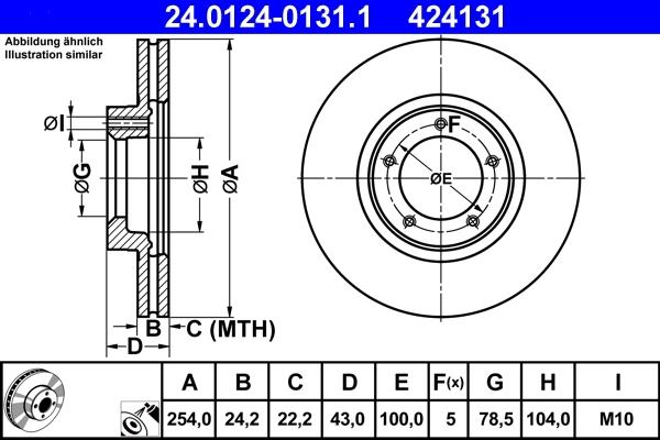 Disque de frein ATE 24.0124-0131.1