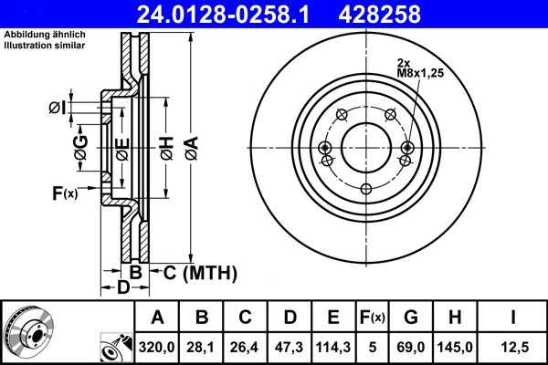 Disque de frein ATE 24.0128-0258.1