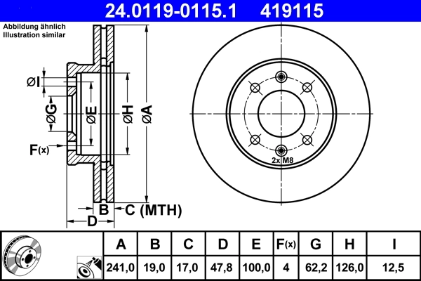 Disque de frein ATE 24.0119-0115.1