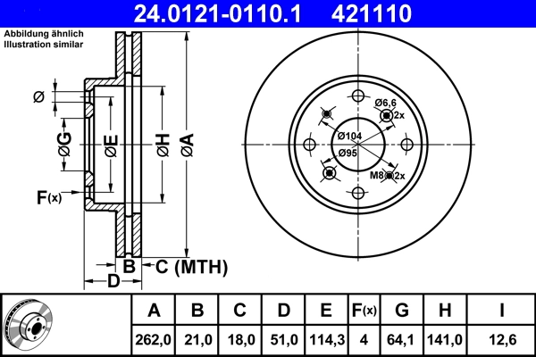 Disque de frein ATE 24.0121-0110.1